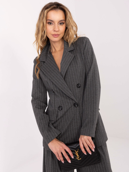 Women's elegant striped blazer, dark grey