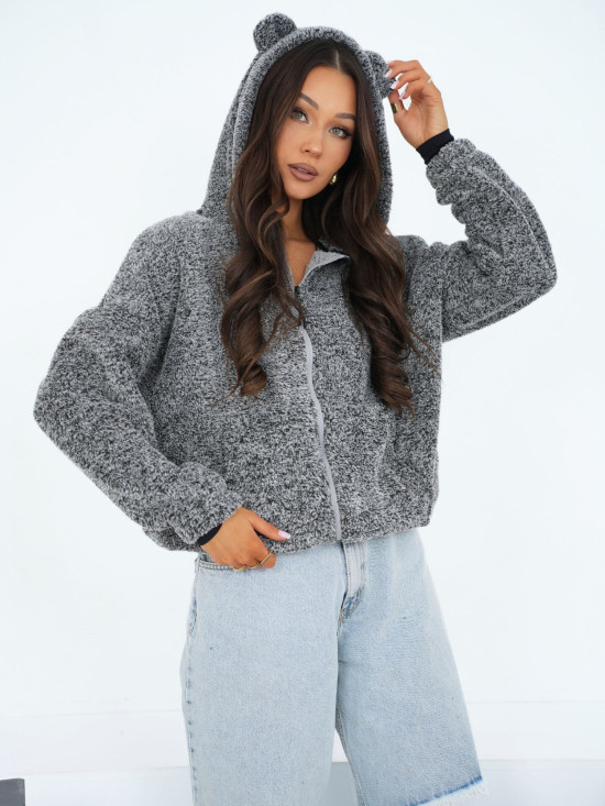 Women's grey zip-up hoodie