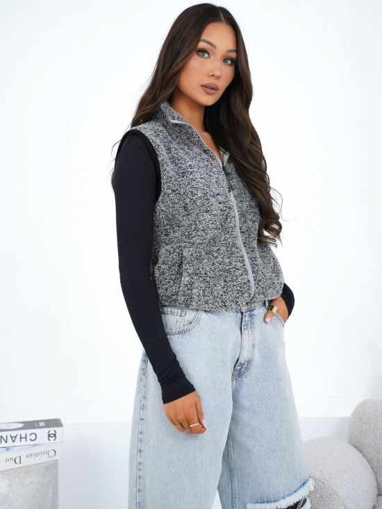 Women's Dark Grey Faux Fur Vest