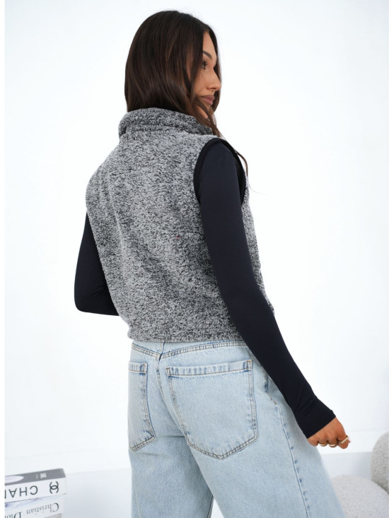 Women's Dark Grey Faux Fur Vest