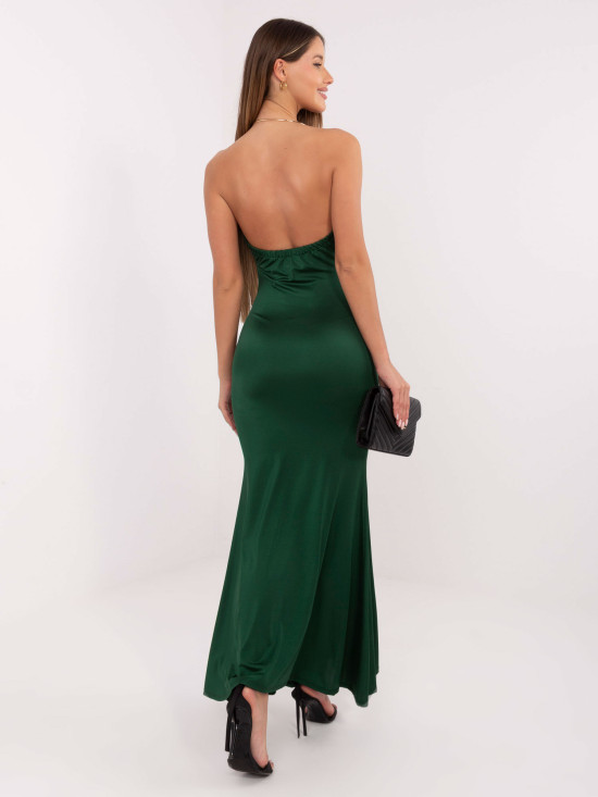 Elegant dark green maxi dress