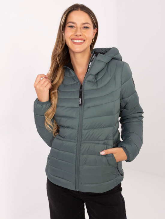 Green Quilted Jacket with Hood