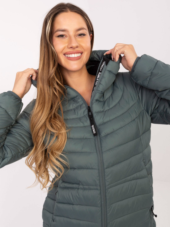 Green Quilted Jacket with Hood