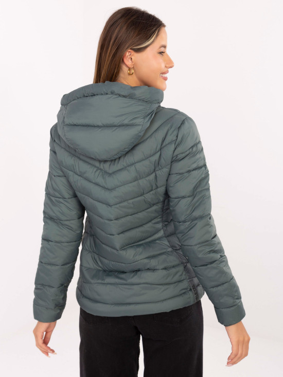 Green Quilted Jacket with Hood