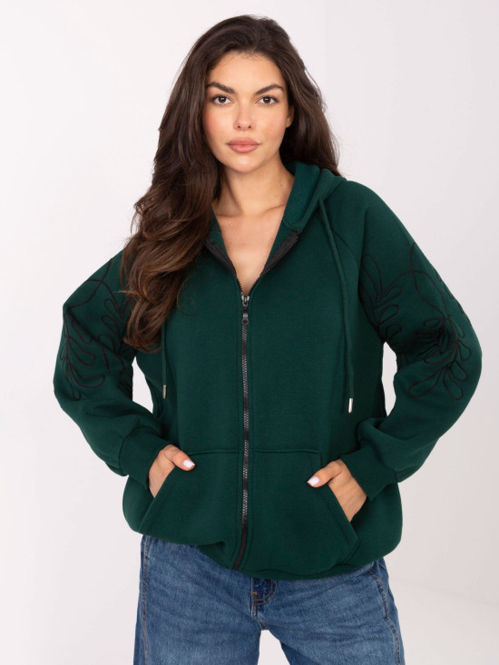 Green hoodie with embroidery