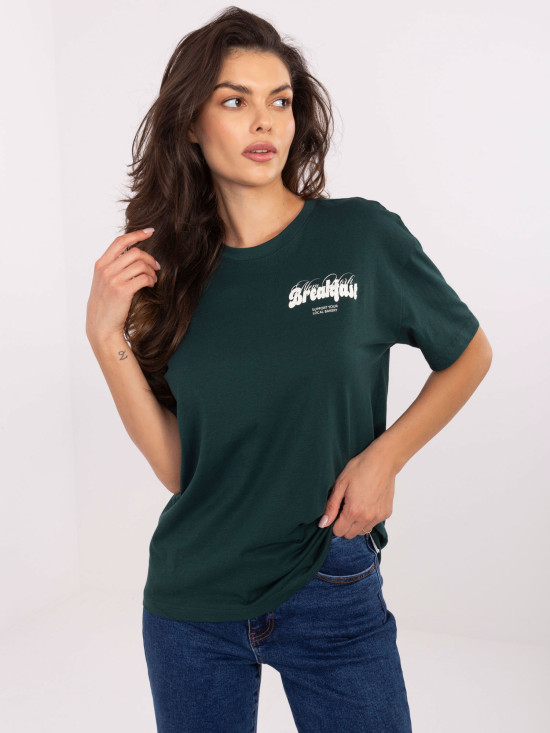 Stylish Dark Green T-Shirt with Print