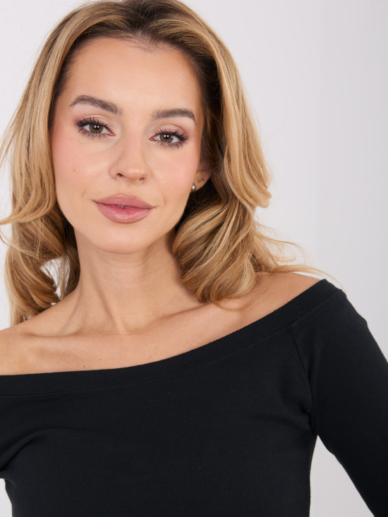 Black cotton off-shoulder blouse