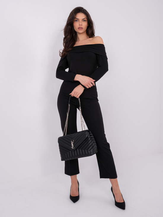 Black off-shoulder blouse with 3/4 sleeves