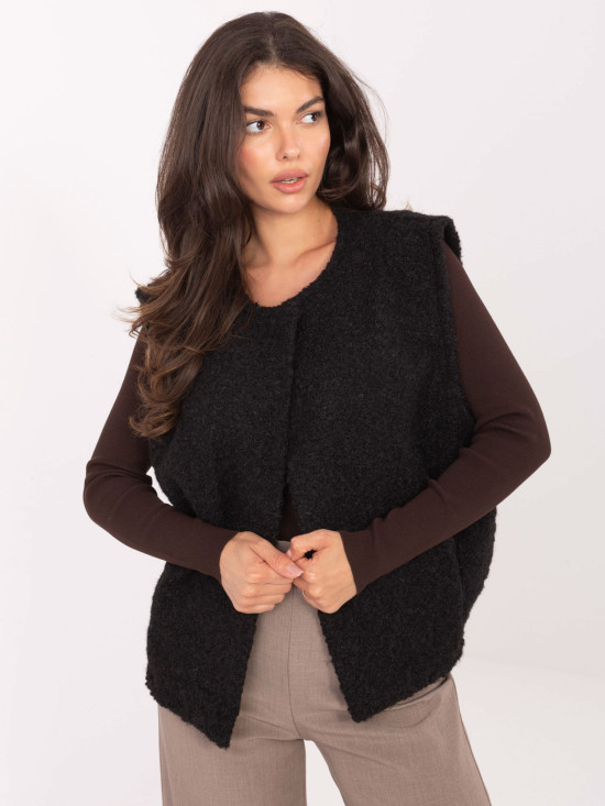 Black Knitted Vest with Pockets