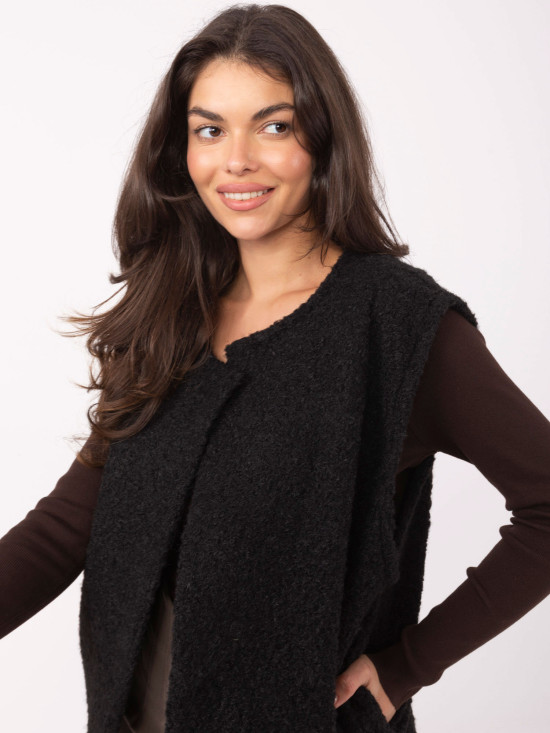 Black Knitted Vest with Pockets