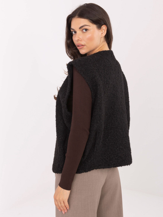 Black Knitted Vest with Pockets
