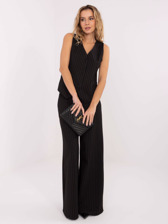 Elegant black striped vest with lining