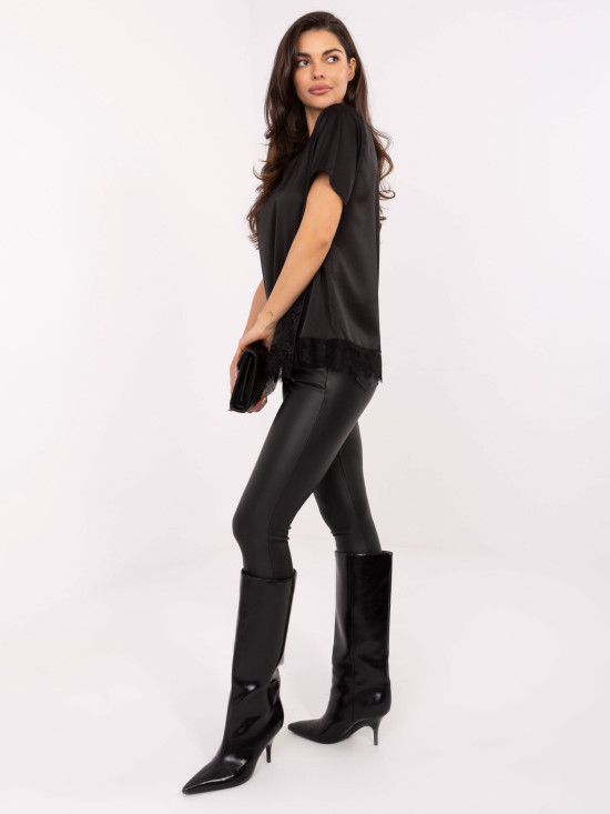 Elegant black blouse with lace