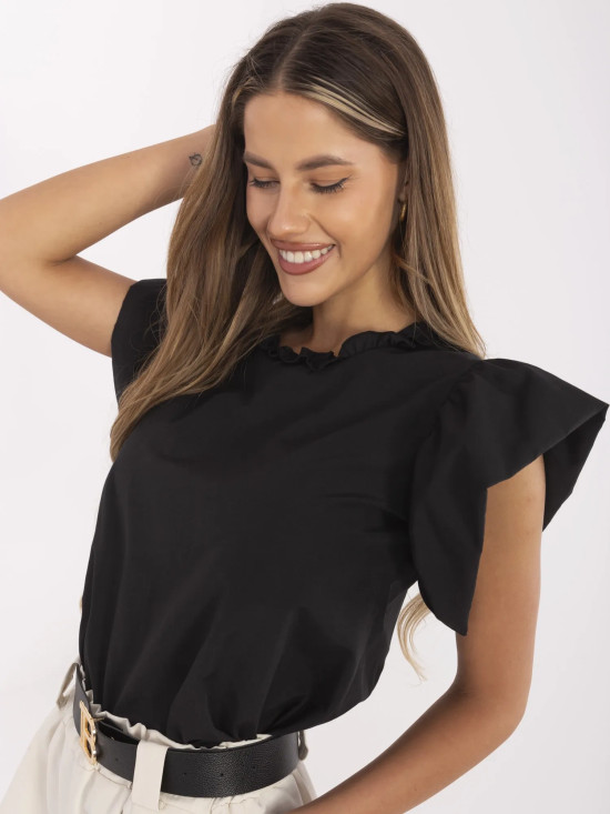 Elegant Black Blouse with Ruffles
