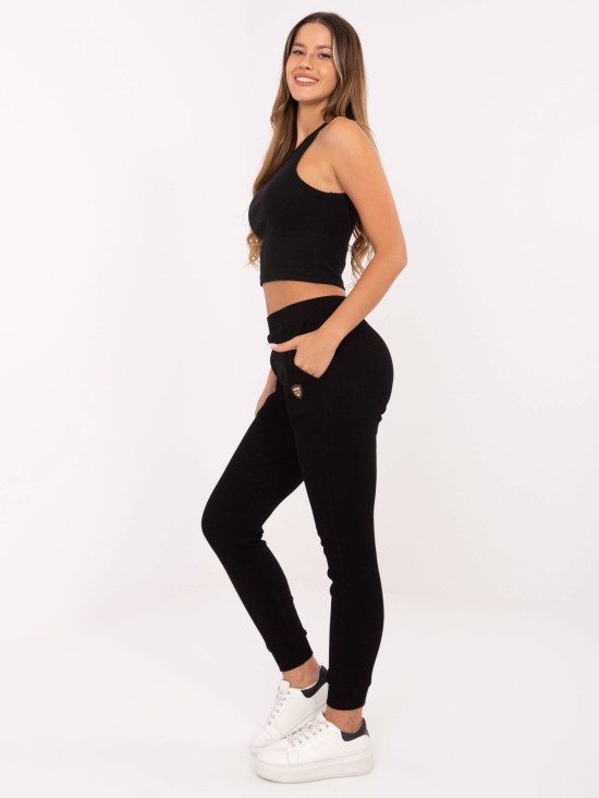 Black ribbed cotton sweatpants