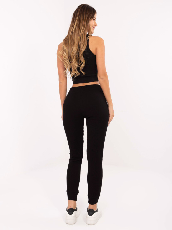 Black ribbed cotton sweatpants