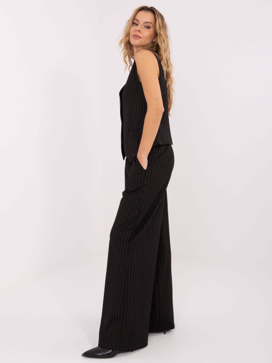 Elegant black palazzo trousers with stripes