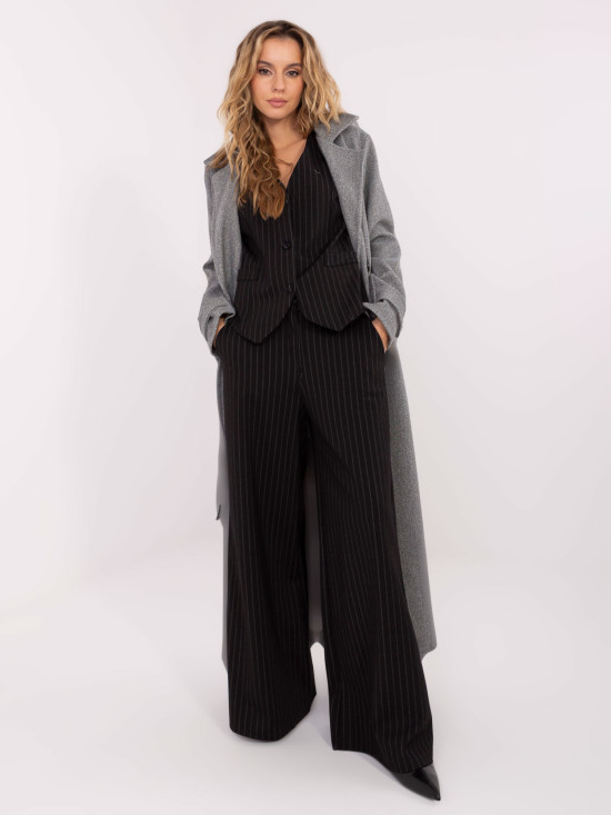 Elegant black palazzo trousers with stripes