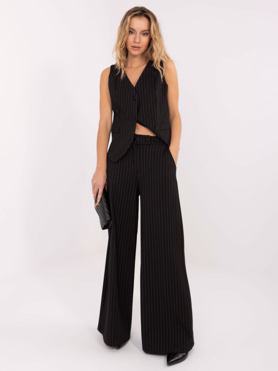 Elegant black palazzo trousers with stripes