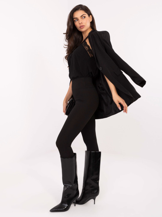 Black Ribbed High-Waisted Leggings