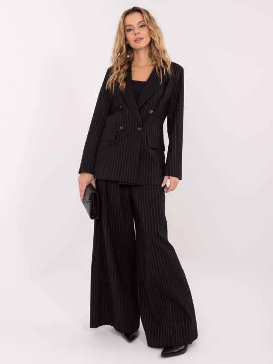 Elegant black palazzo trousers with stripes