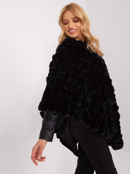 Black poncho with lining and short sleeves