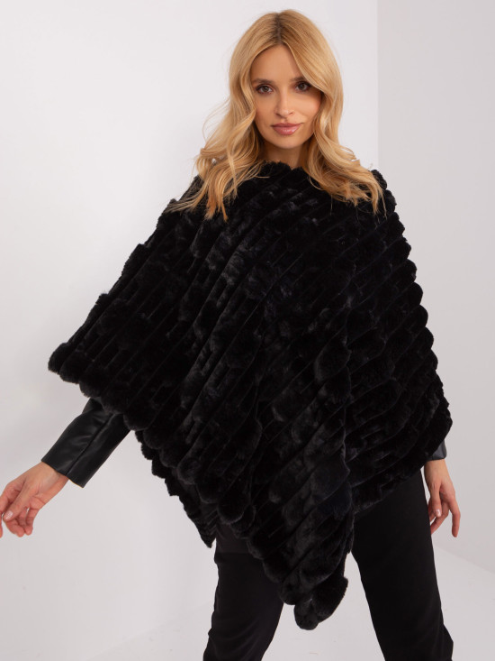 Black poncho with lining and short sleeves