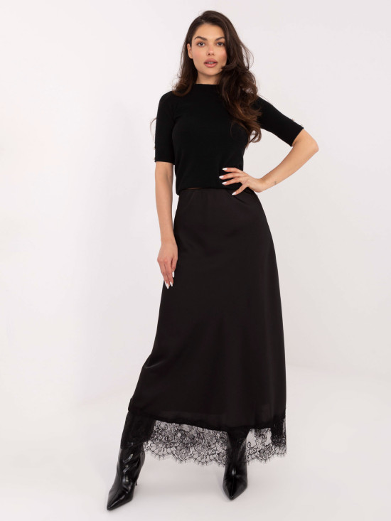 Elegant black pullover with mock neck and buttons