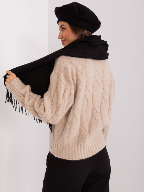 Black Solid Women's Scarf