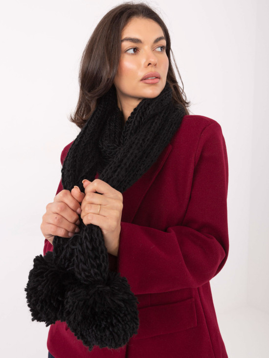 Black acrylic scarf with pompom