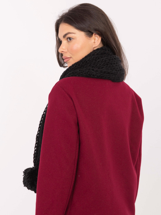 Black acrylic scarf with pompom