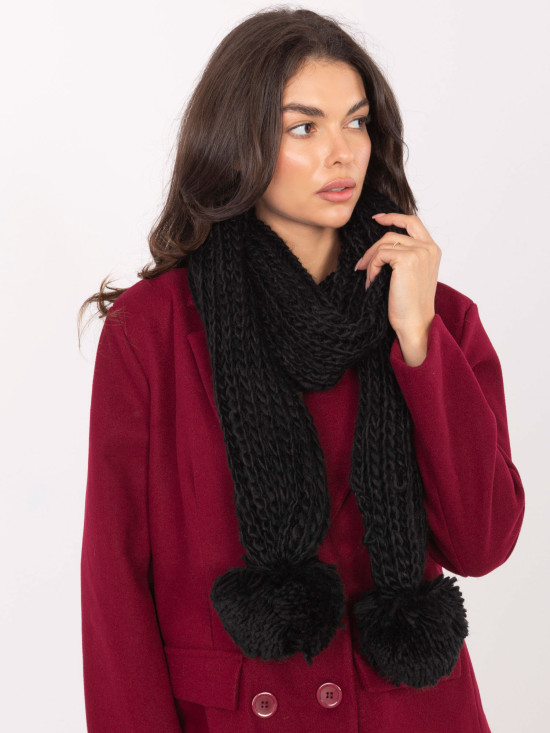 Black acrylic scarf with pompom