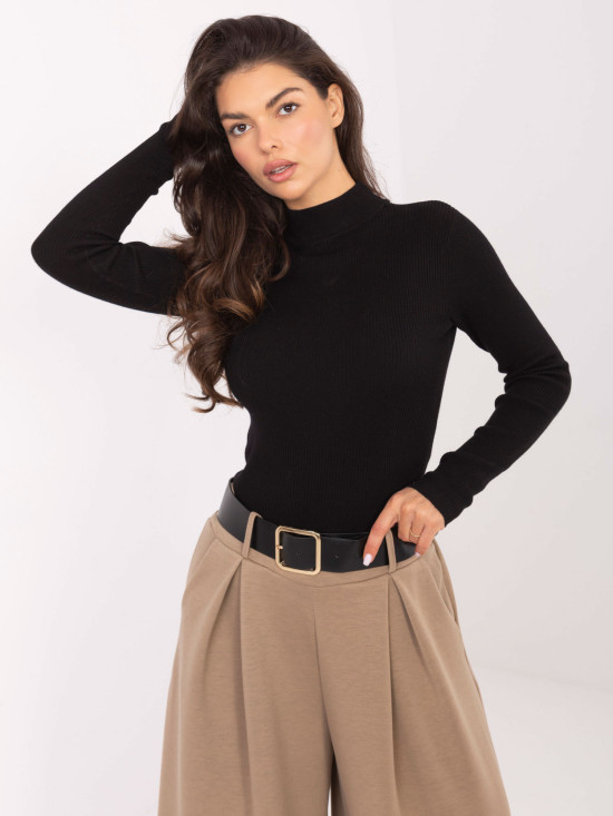 Black Ribbed Turtleneck
