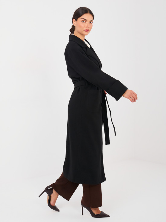 Women's Elegant Black Cashmere Transitional Coat