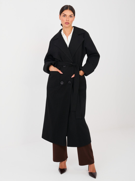 Women's Elegant Black Cashmere Transitional Coat