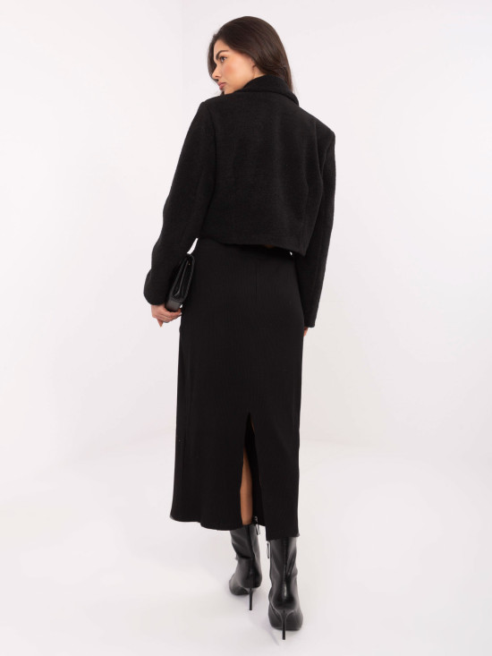 Short elegant black coat with lining