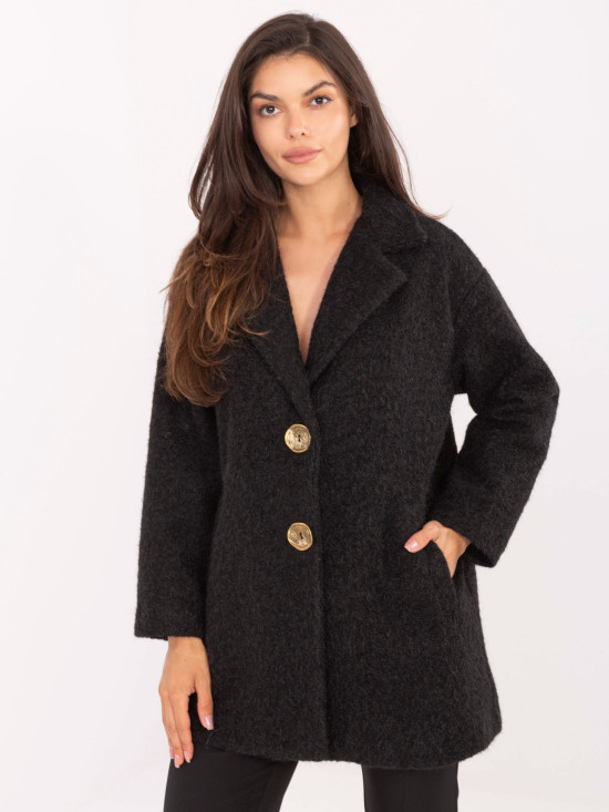 Short elegant transitional coat black
