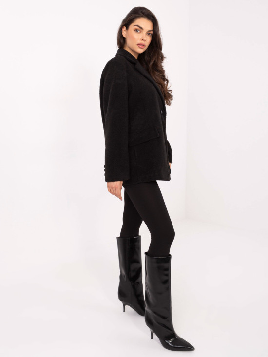 Elegant black transitional coat with lining
