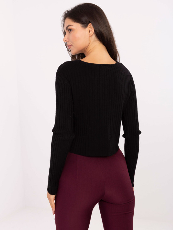 Elegant Black Sweater with V-Neck