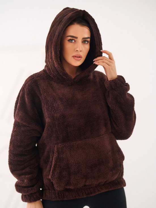 Women's dark brown hoodie with hood and pocket