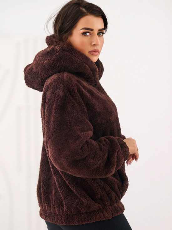 Women's dark brown hoodie with hood and pocket