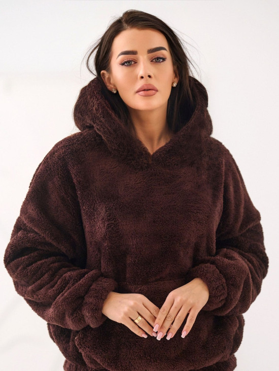 Women's dark brown hoodie with hood and pocket