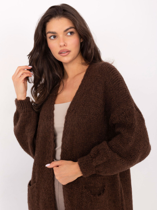 Long brown cardigan with pockets