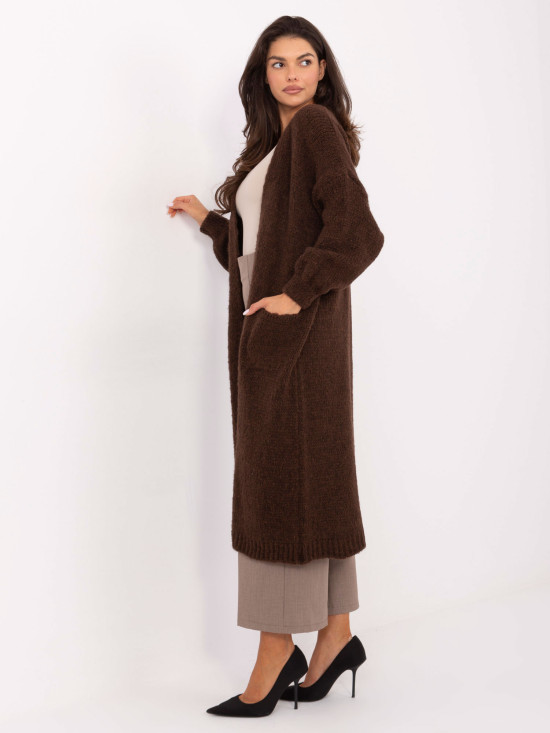 Long brown cardigan with pockets