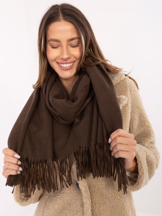 Women's dark brown scarf in soft polyester