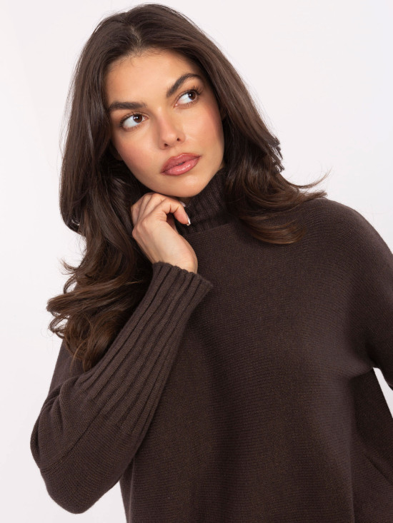Brown viscose turtleneck sweater