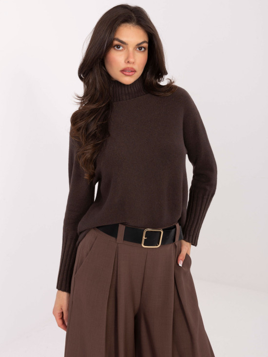 Brown viscose turtleneck sweater
