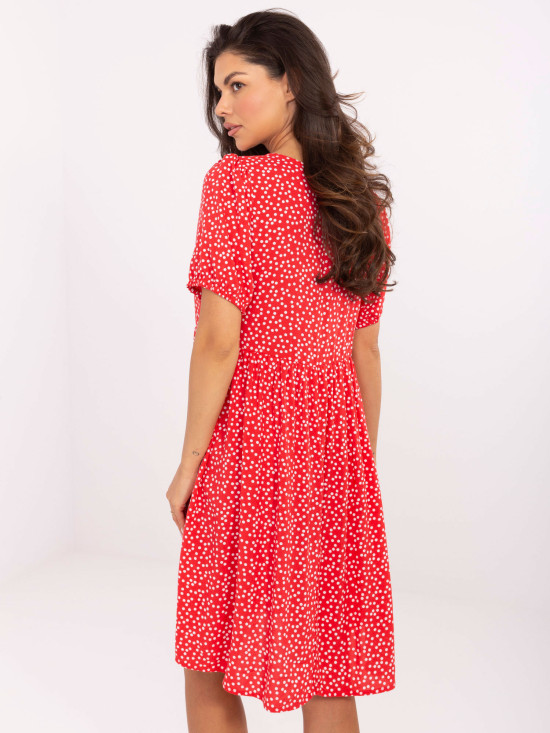 Flared Red Dress with Dots