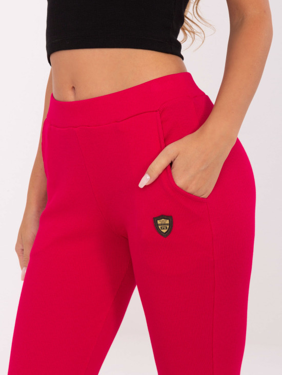 Red women's ribbed cotton sweatpants
