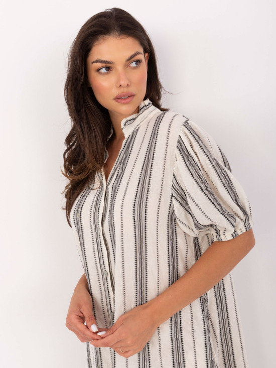 Oversize Dress with V Neckline in Black and White